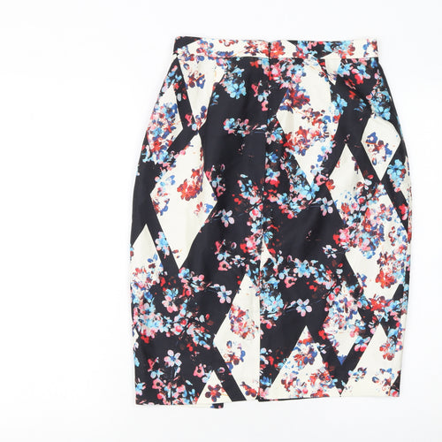 L.K. Bennett Women Multicoloured Floral Silk Blend Pencil Skirt UK 10