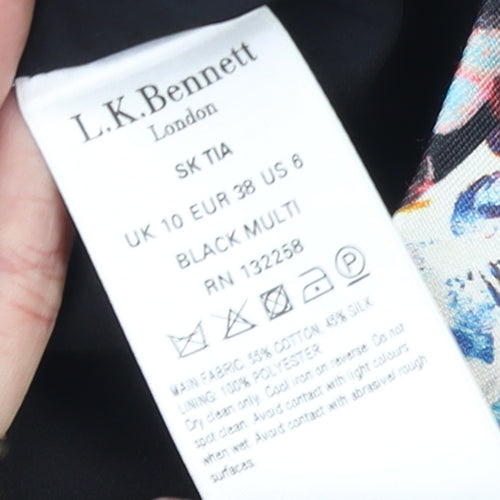 L.K. Bennett Women Multicoloured Floral Silk Blend Pencil Skirt UK 10