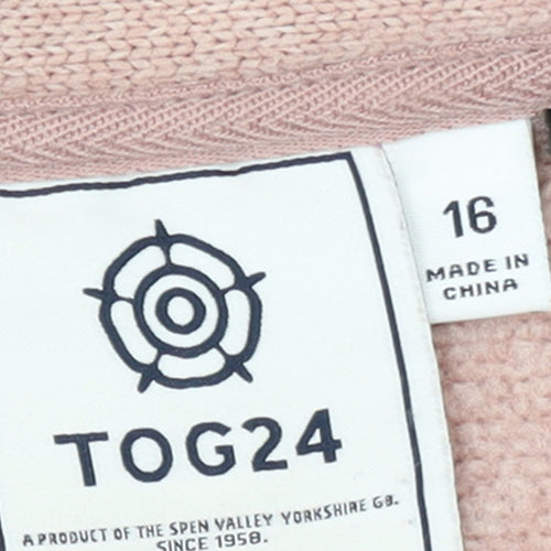 TOG24 Womens Pink 1/4 Zip Pullover Fleece Sweatshirt Size 16