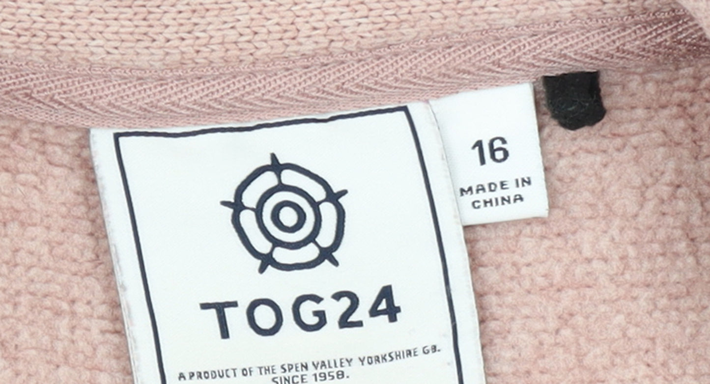 TOG24 Womens Pink 1/4 Zip Pullover Fleece Sweatshirt Size 16