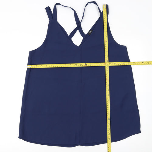 River Island Women's Blue Polyester Camisole Tank Top Size 16