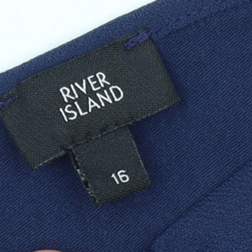 River Island Women's Blue Polyester Camisole Tank Top Size 16