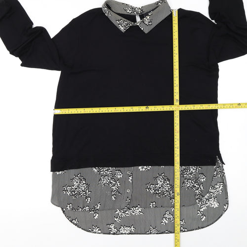 Wallis Womens Black Collared Long Sleeve Pullover Jumper Size 16