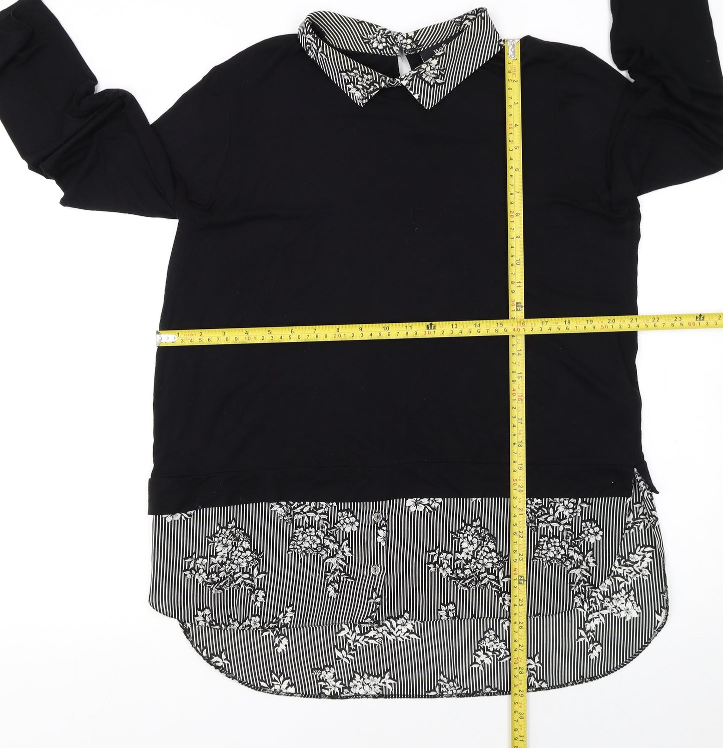 Wallis Womens Black Collared Long Sleeve Pullover Jumper Size 16