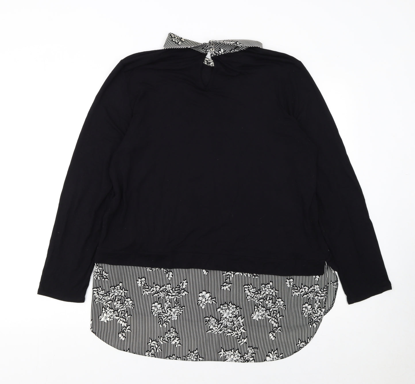 Wallis Womens Black Collared Long Sleeve Pullover Jumper Size 16
