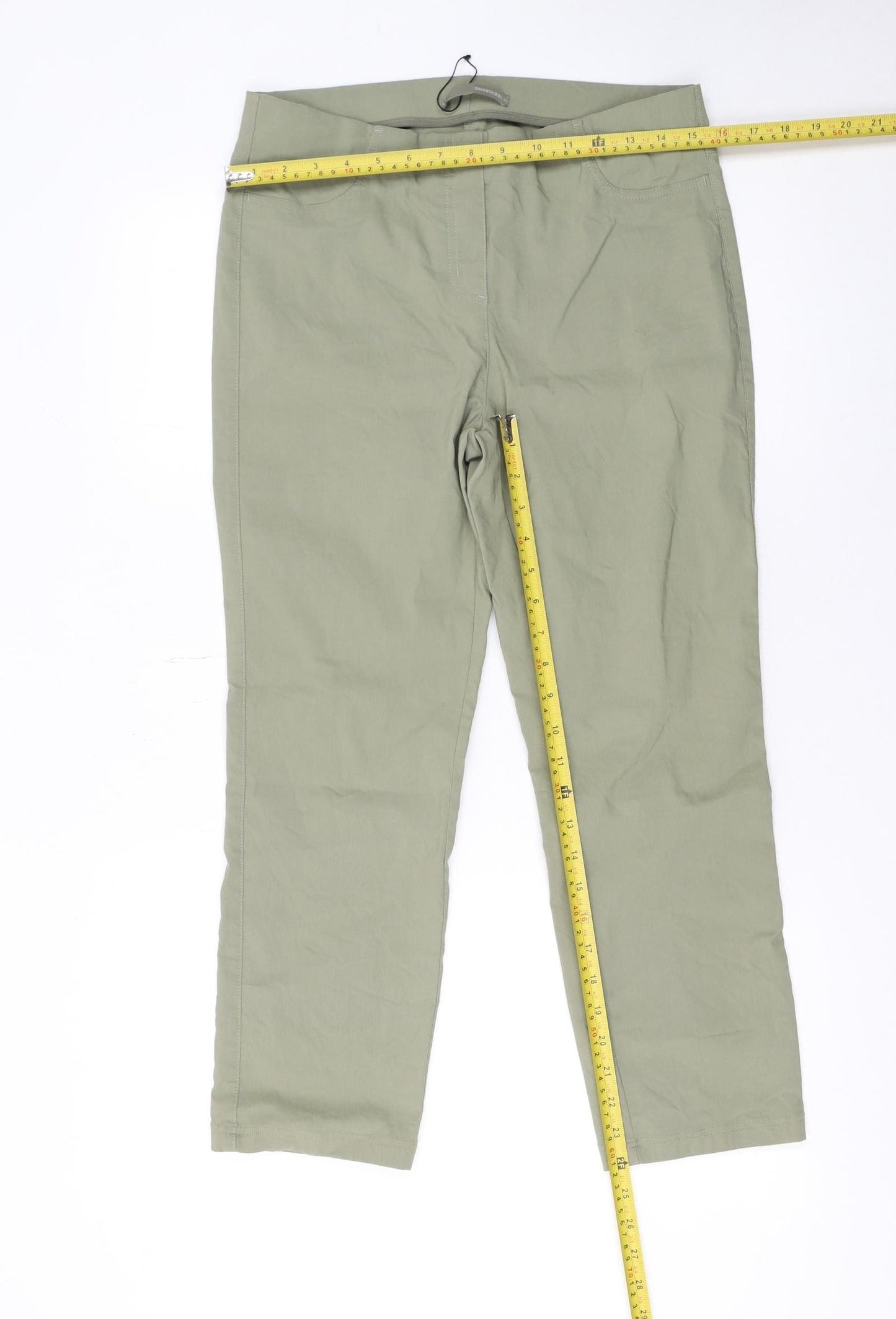 Stehmann Women's Green Viscose Stretch Straight Trousers Size 12