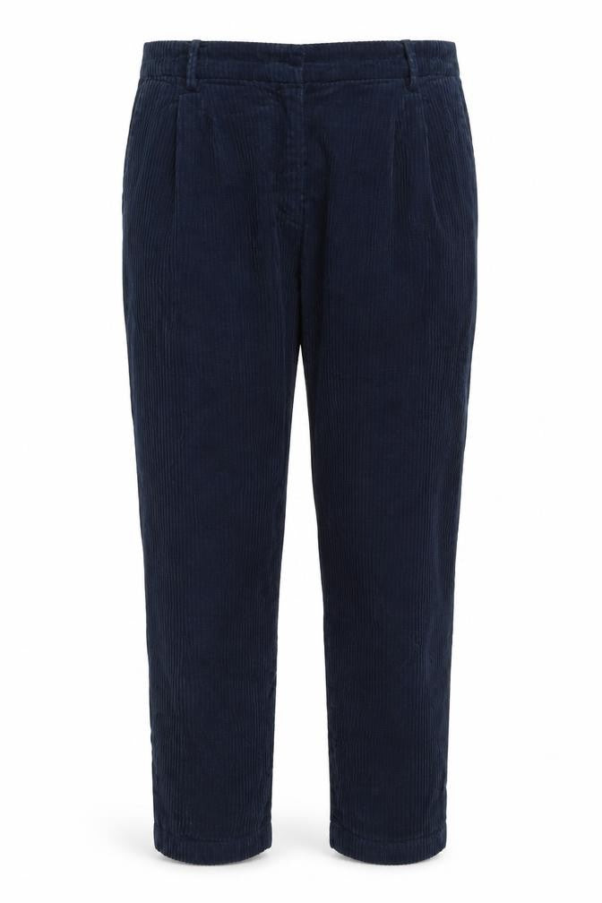 Front view of Samsøe Samsøe Women’s Blue Corduroy Trousers, size S