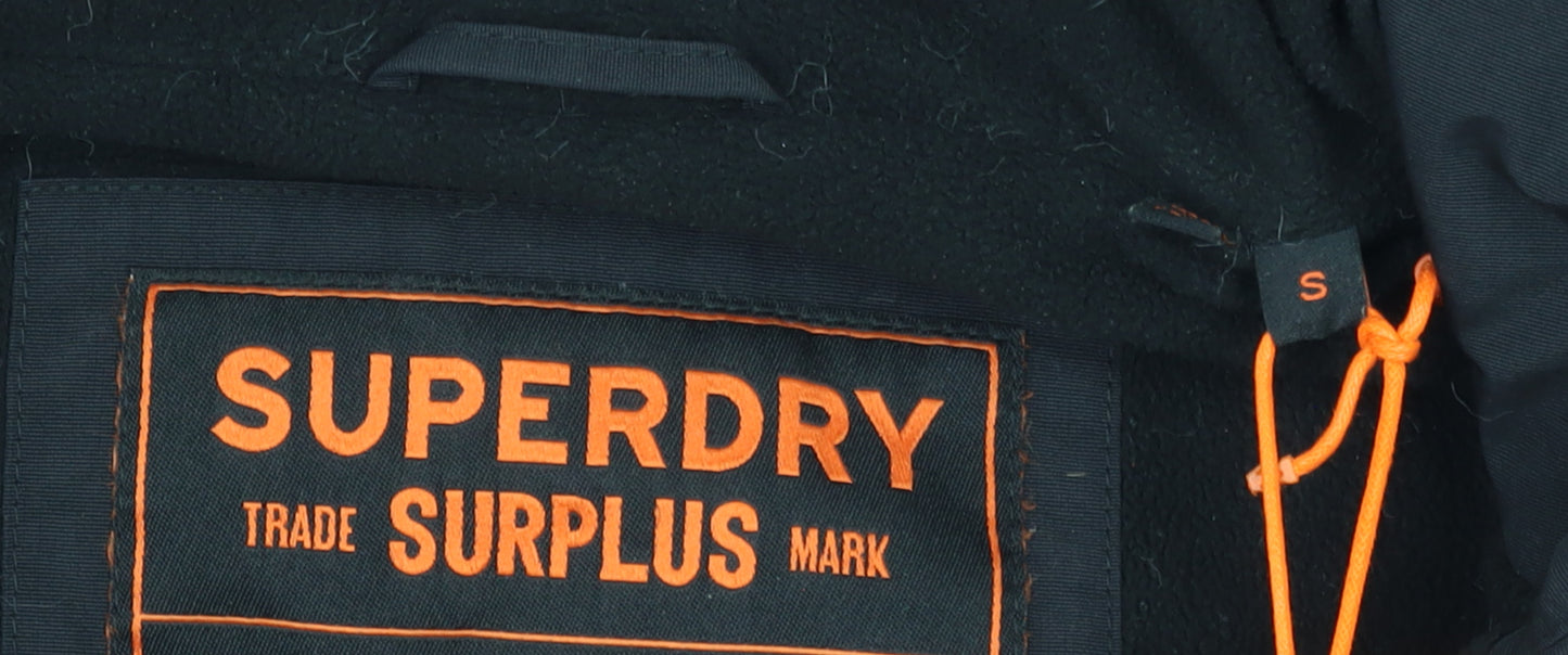 Superdry Men's Black Hooded Anorak Jacket Size S Waterproof Outdoor