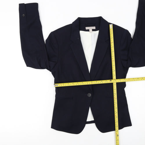 H&M Women Blue Regular Fit One-Button Blazer UK 10