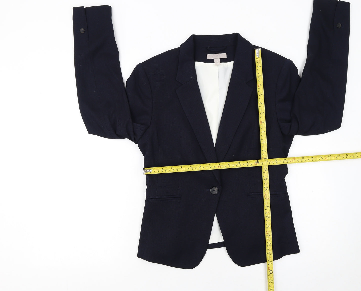 H&M Women Blue Regular Fit One-Button Blazer UK 10