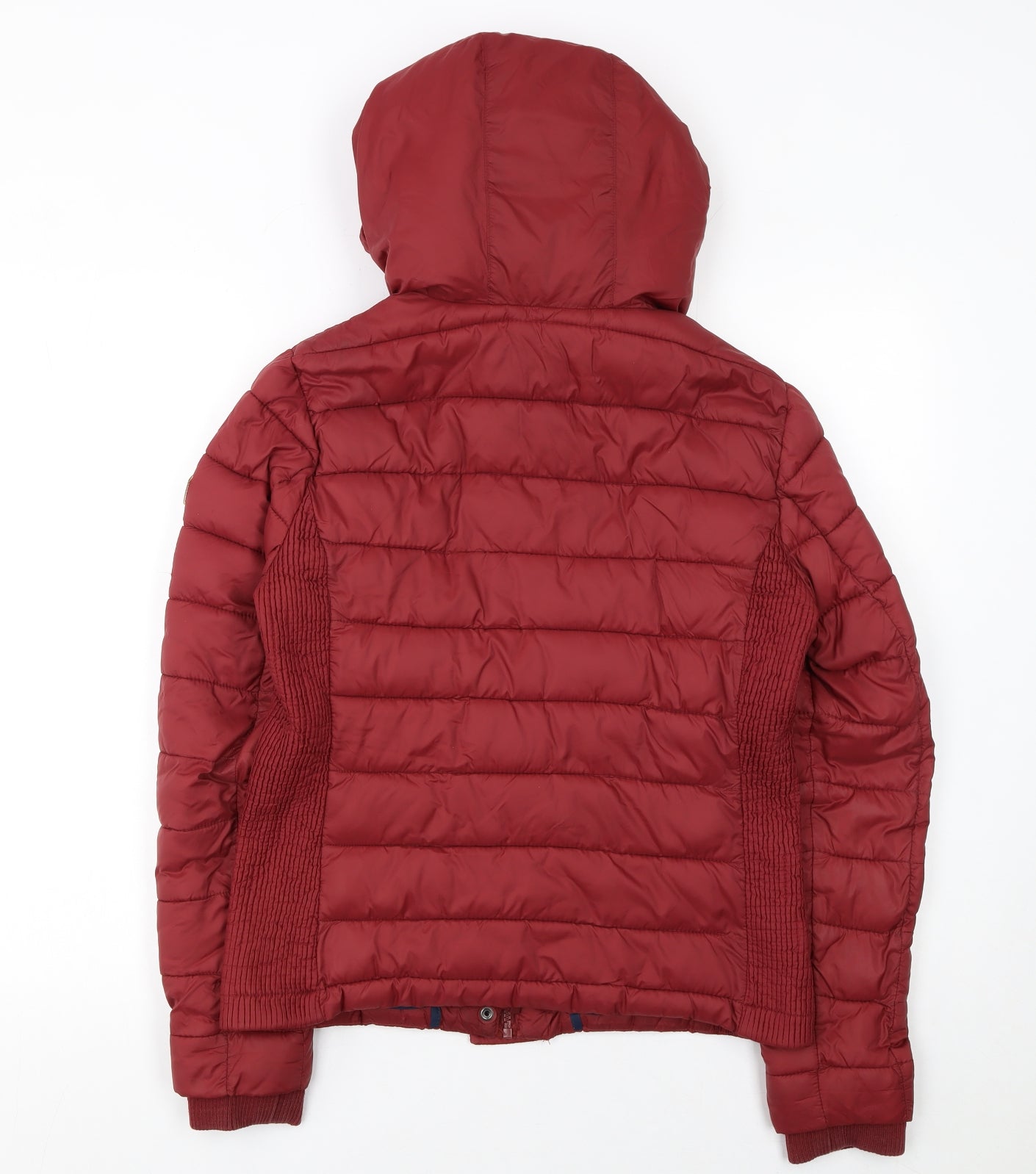 Superdry Women's Red Fuji Puffer Jacket L Hooded Quilted Coat