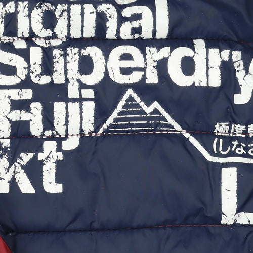 Superdry Women's Red Fuji Puffer Jacket L Hooded Quilted Coat