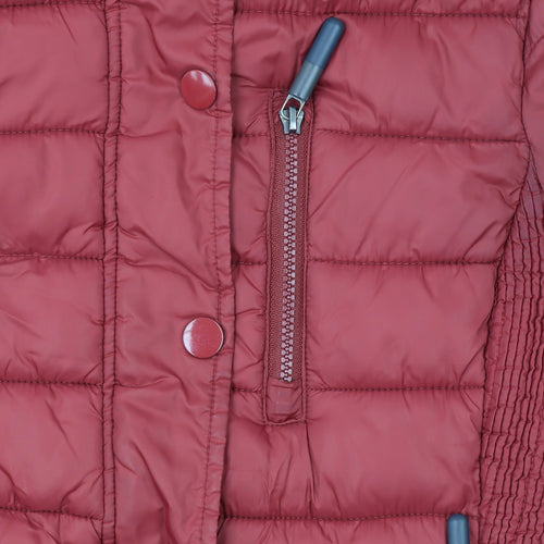 Superdry Women's Red Fuji Puffer Jacket L Hooded Quilted Coat
