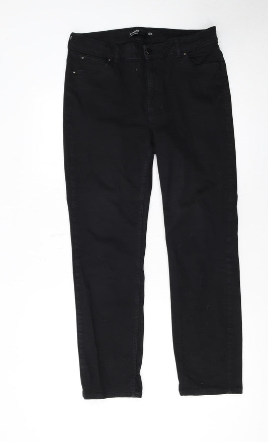 Dunnes Stores Women's Black Straight Leg Jeans Size 14 Regular Fit