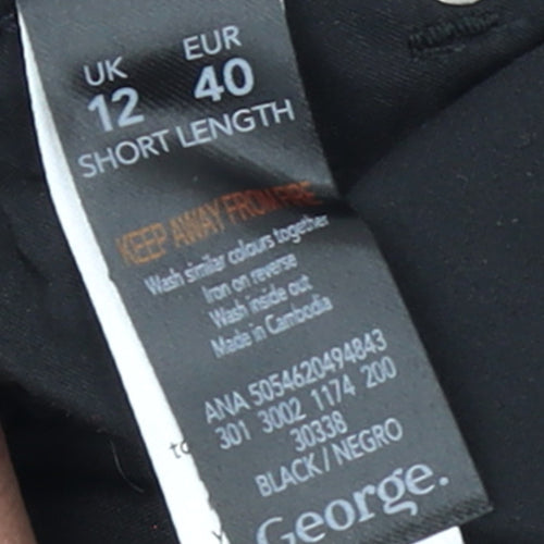 George Women’s Black Skinny Jeans UK 12 Short Denim Stretch