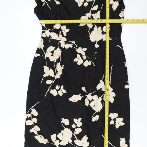 L.K. Bennett Women's Black Floral Sheath Dress Size 12