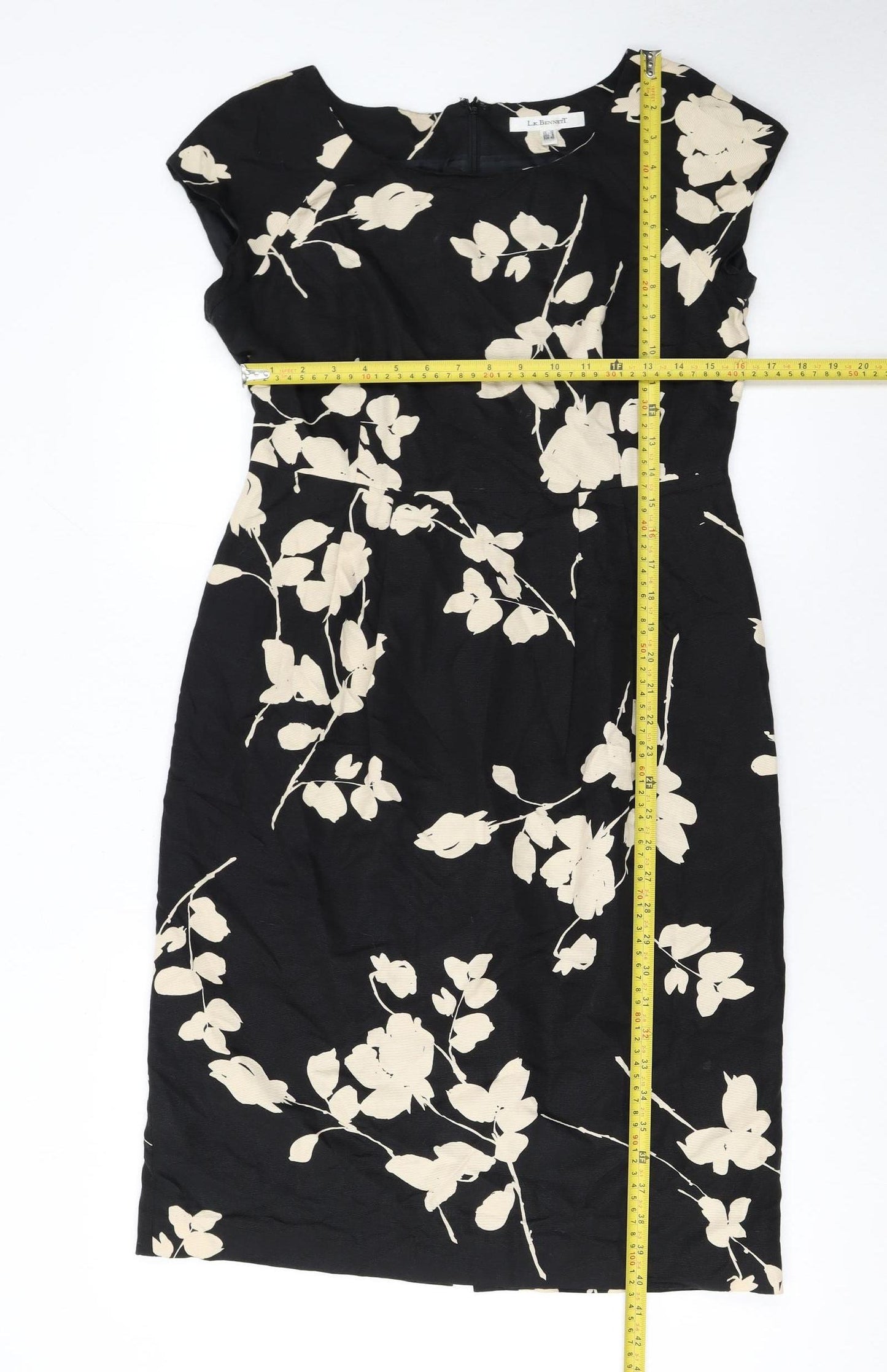 L.K. Bennett Women's Black Floral Sheath Dress Size 12
