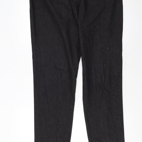 Larry Levine Black Stretch Cotton Blend Women's Straight Trousers Size 12
