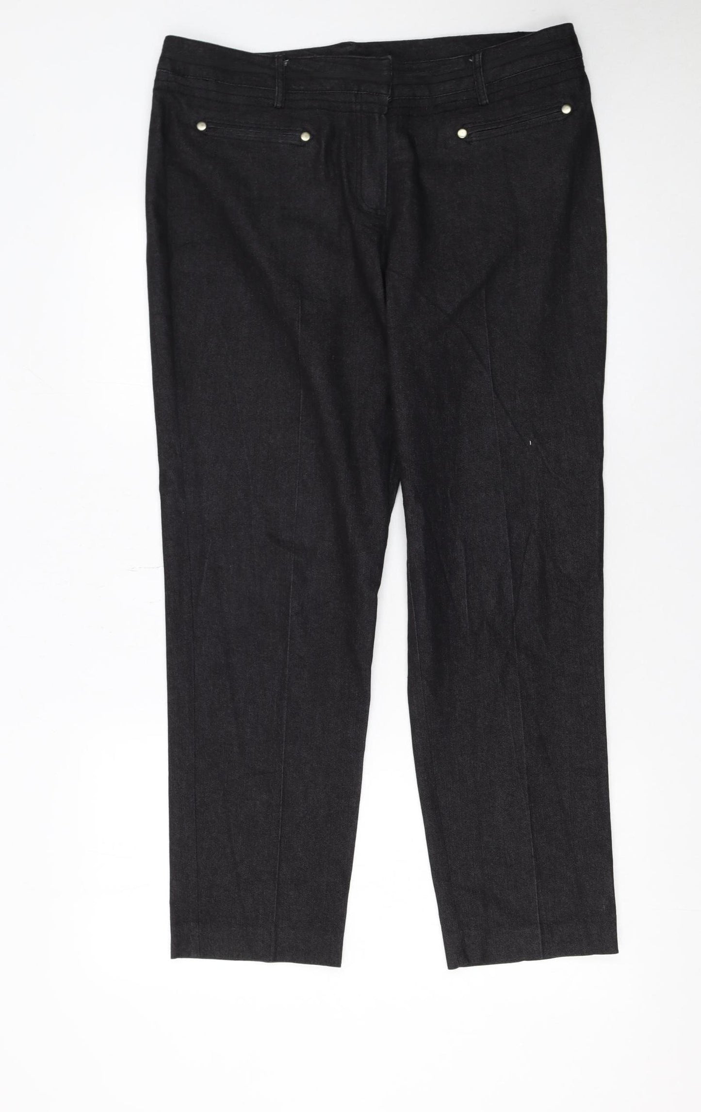 Larry Levine Black Stretch Cotton Blend Women's Straight Trousers Size 12