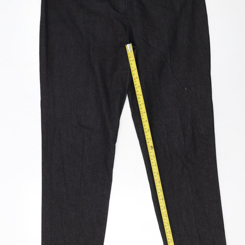 Larry Levine Black Stretch Cotton Blend Women's Straight Trousers Size 12