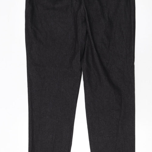 Larry Levine Black Stretch Cotton Blend Women's Straight Trousers Size 12