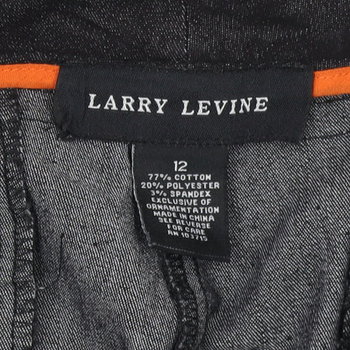 Larry Levine Black Stretch Cotton Blend Women's Straight Trousers Size 12