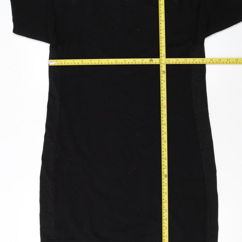 Dorothy Perkins Women Black Size 16 Knit Shift Dress Long Sleeve