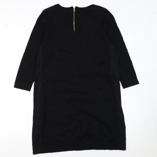 Dorothy Perkins Women Black Size 16 Knit Shift Dress Long Sleeve