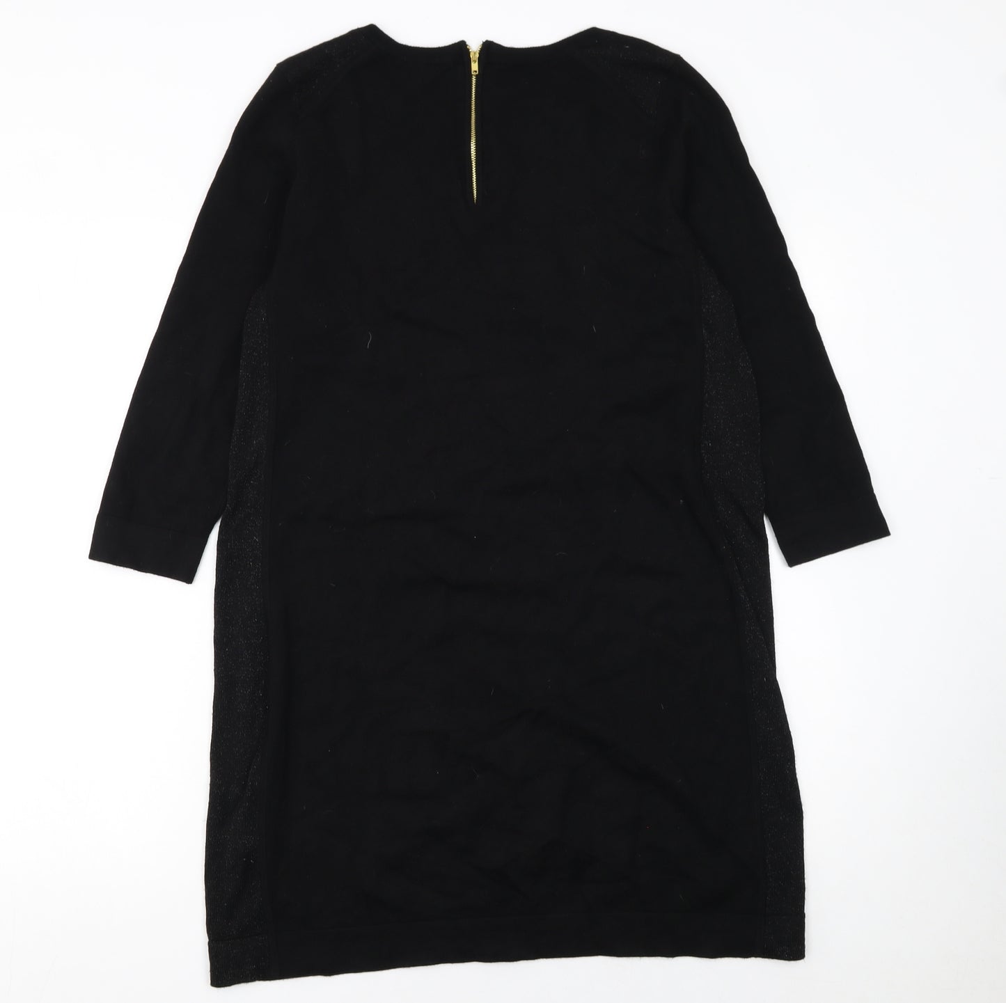 Dorothy Perkins Women Black Size 16 Knit Shift Dress Long Sleeve