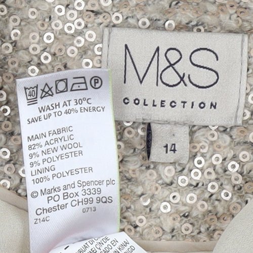 Marks and Spencer Women’s Beige Bouclé Sequin Blazer Size 14