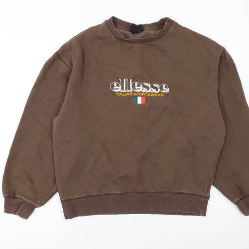 Ellesse Womens Brown Pullover Sweatshirt M Cotton Blend Logo