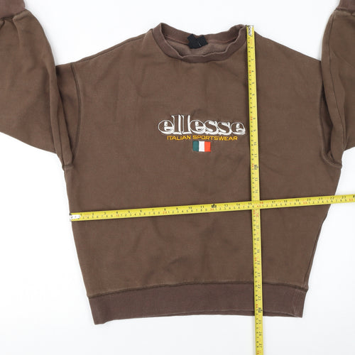 Ellesse Womens Brown Pullover Sweatshirt M Cotton Blend Logo