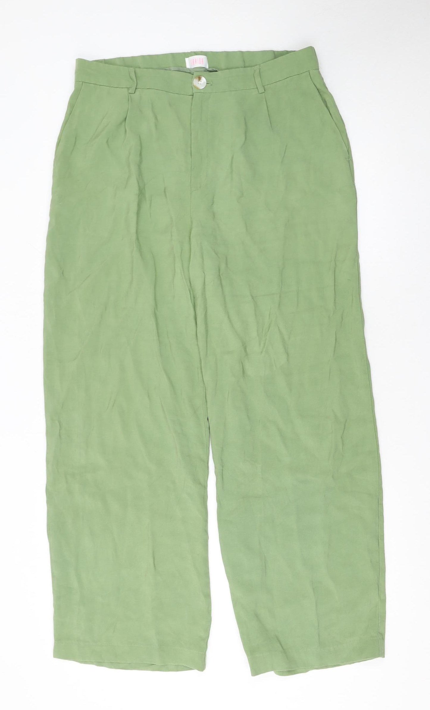 Savida Women's Green Size 14 Viscose Straight Trousers