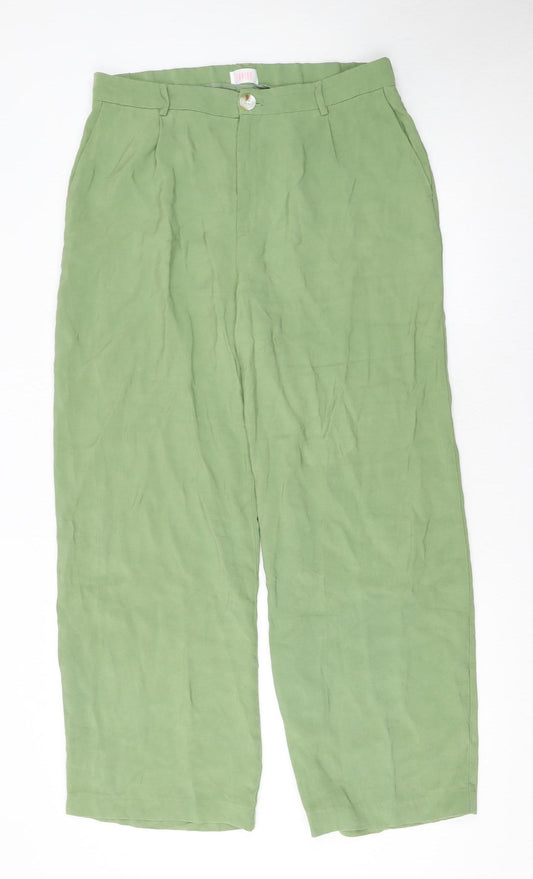 Savida Women's Green Size 14 Viscose Straight Trousers