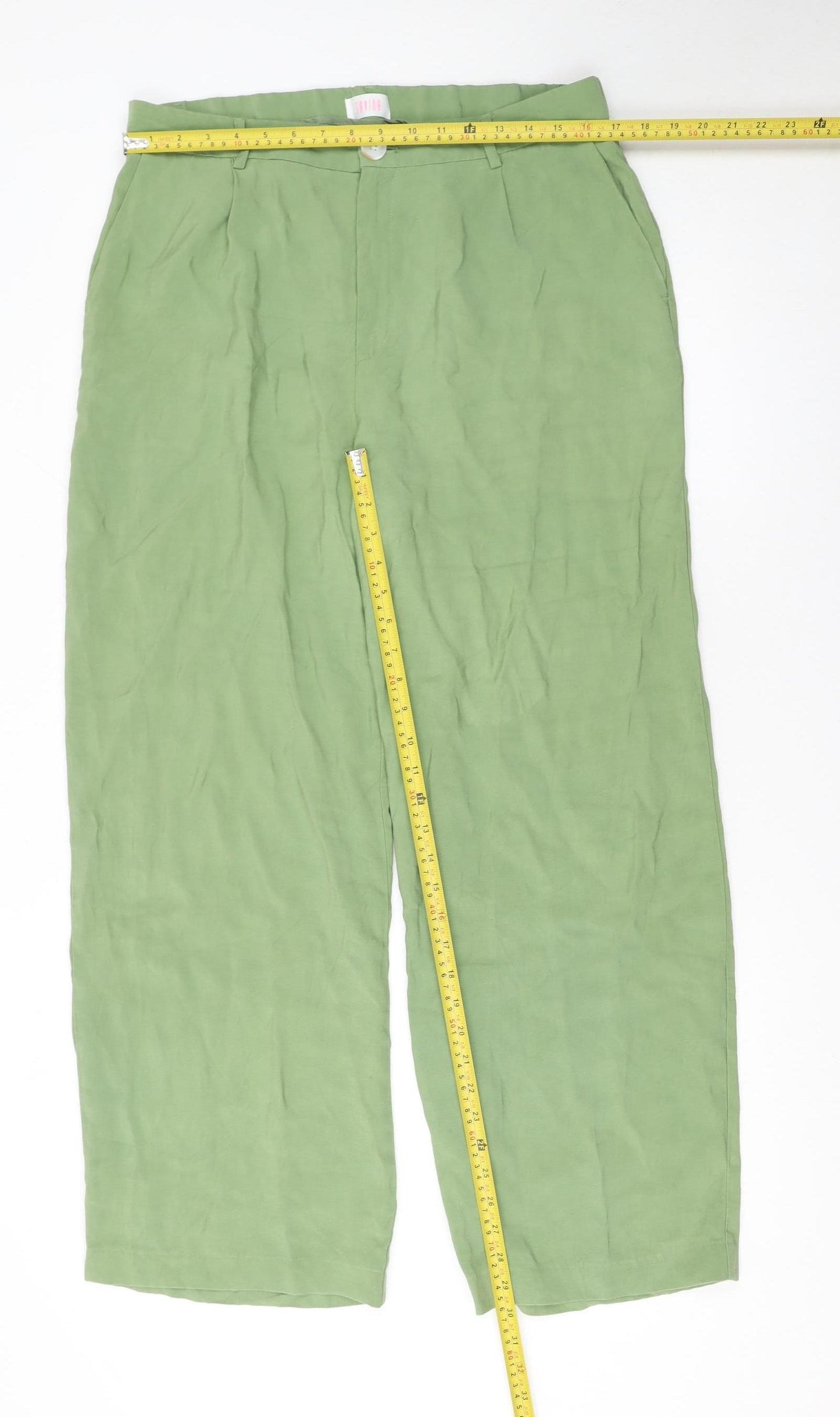 Savida Women's Green Size 14 Viscose Straight Trousers