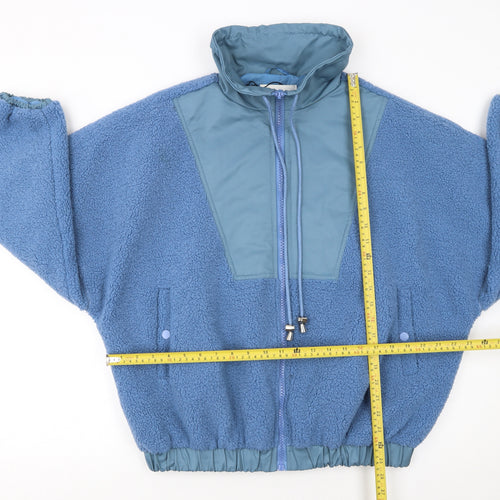 Warehouse Women’s Blue Fleece Bomber Jacket Size 10 Polyester Cotton