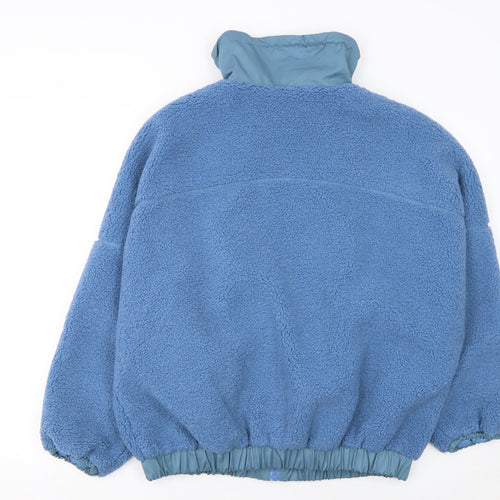 Warehouse Women’s Blue Fleece Bomber Jacket Size 10 Polyester Cotton