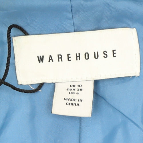 Warehouse Women’s Blue Fleece Bomber Jacket Size 10 Polyester Cotton