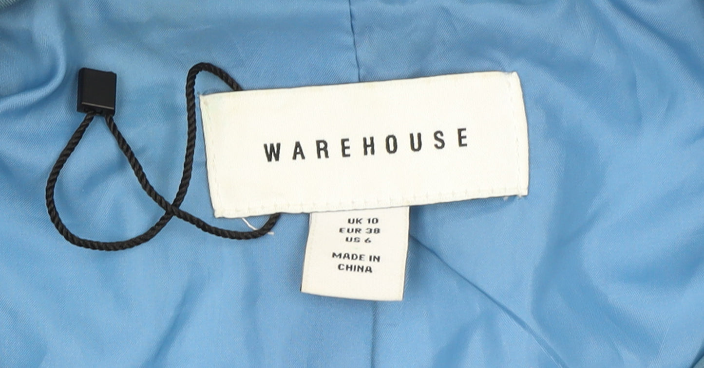 Warehouse Women’s Blue Fleece Bomber Jacket Size 10 Polyester Cotton
