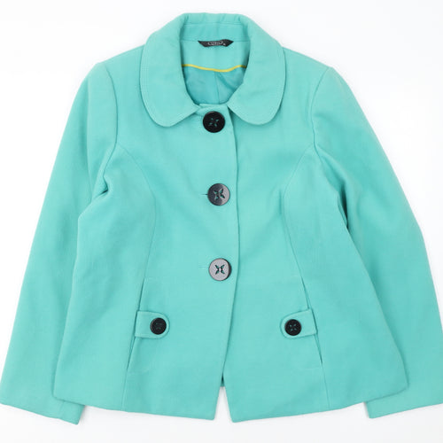 Bm Women’s Green Button-Up Short Jacket Size 16 Lined Polyester Blend