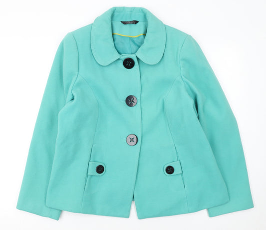 Bm Women’s Green Button-Up Short Jacket Size 16 Lined Polyester Blend