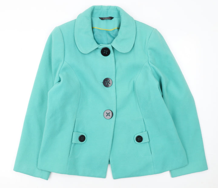 Bm Women’s Green Button-Up Short Jacket Size 16 Lined Polyester Blend