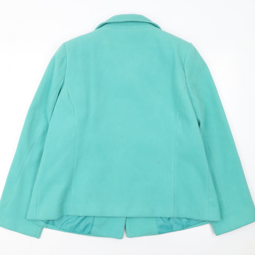 Bm Women’s Green Button-Up Short Jacket Size 16 Lined Polyester Blend