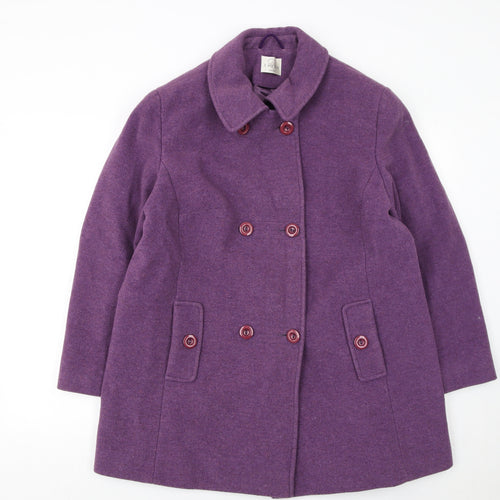 Eastex Women Purple Wool Blend Mid-Length Pea Coat Size 16
