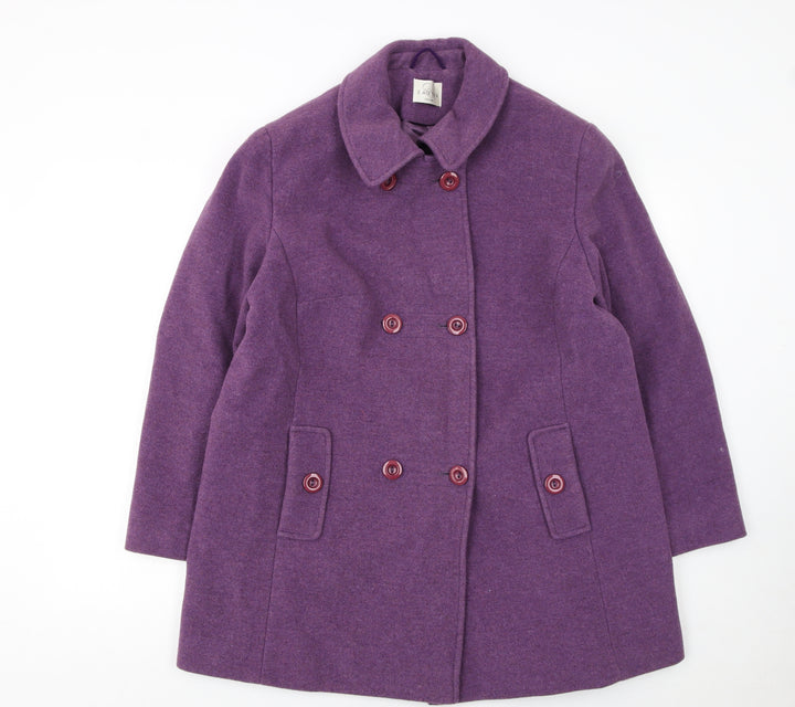 Eastex Women Purple Wool Blend Mid-Length Pea Coat Size 16
