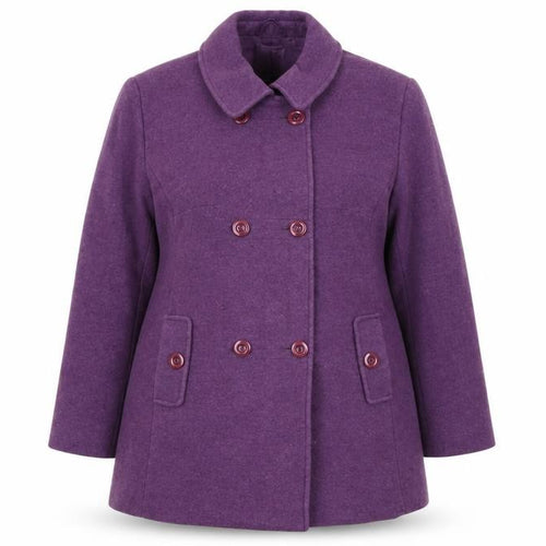Eastex Women Purple Wool Blend Mid-Length Pea Coat Size 16