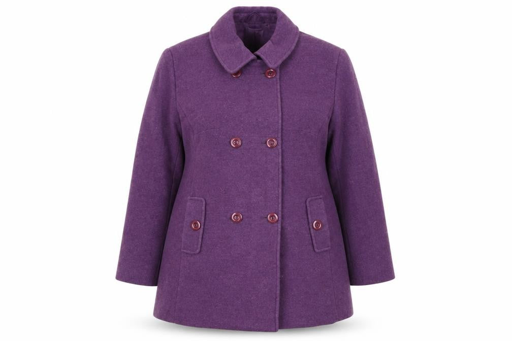 Eastex Women Purple Wool Blend Mid-Length Pea Coat Size 16