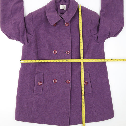 Eastex Women Purple Wool Blend Mid-Length Pea Coat Size 16