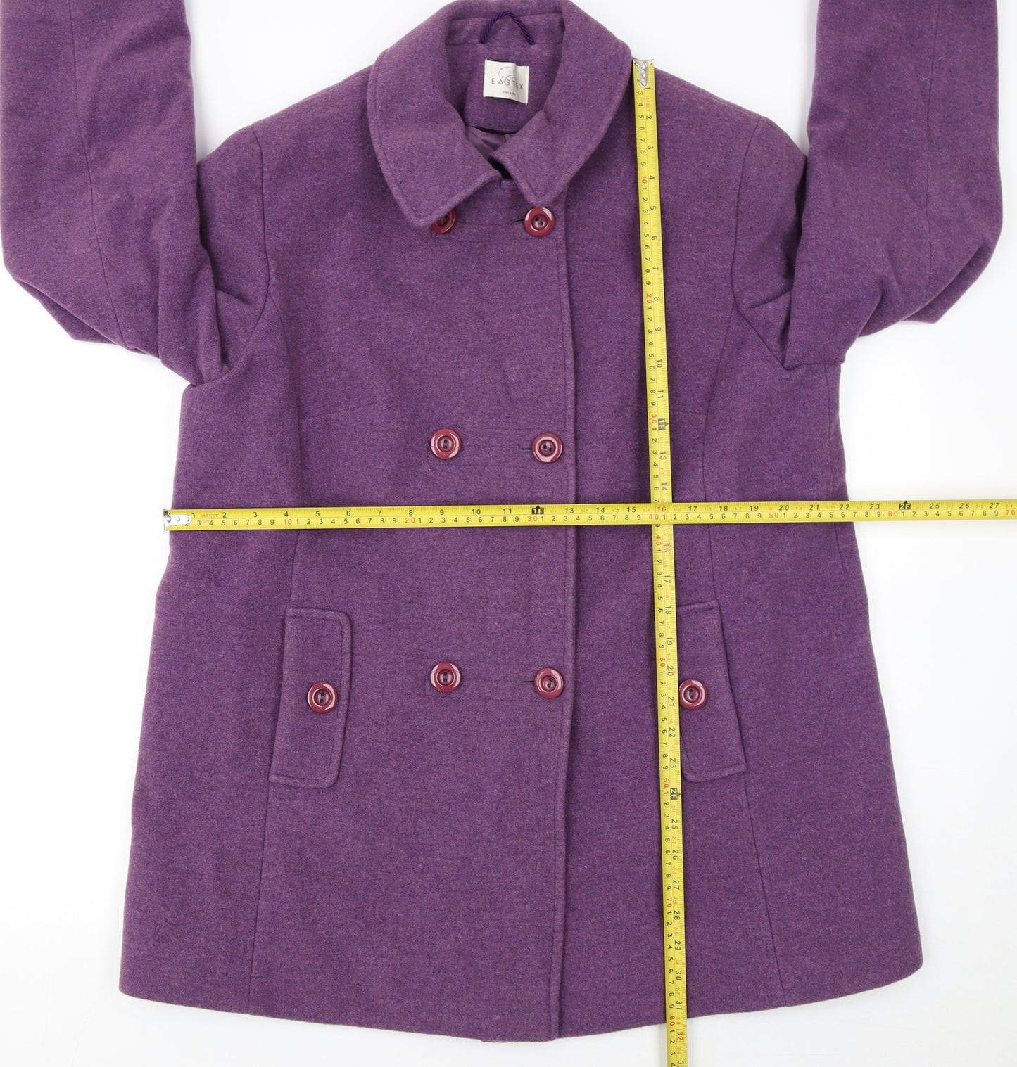 Eastex Women Purple Wool Blend Mid-Length Pea Coat Size 16