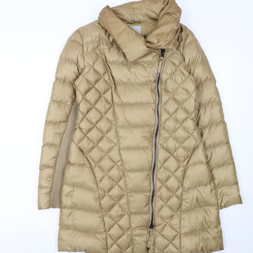 Pinko Women's Beige Long Quilted Puffer Coat Size 12